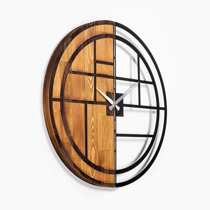 Wallity Reloj de pared decorativo de madera y metal Nogal y Negro Wallity Reloj de pared decorativo de madera y metal Nogal y Negro